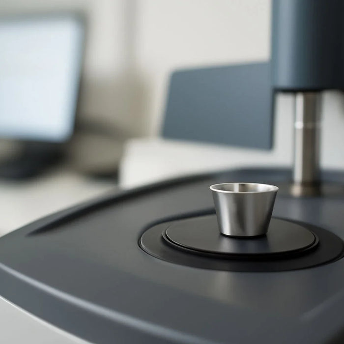 Platinum crucibles used in high-temperature thermal analysis for precise results in DSC and TGA experiments