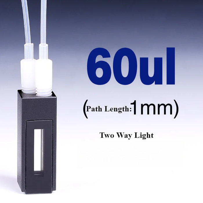60ul-600ul Quartz Flow Cuvette Quartz Cell Two Way Light | NEXACULE - Flow Cuvettes