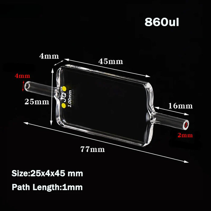 Quartz Flow Cuvette 1mm Cells Two Side Light Transmission | NEXACULE - Flow Cuvettes