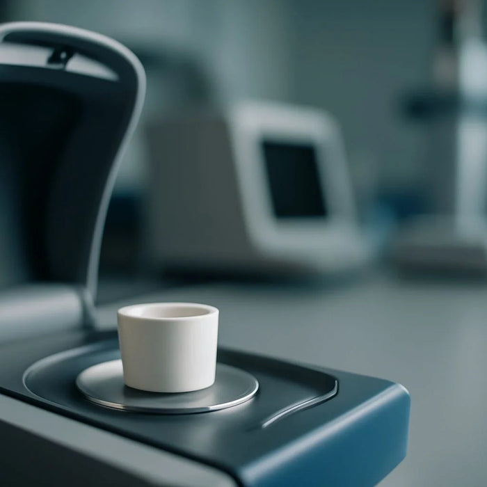 Alumina sample pan for thermal analysis in a laboratory setting