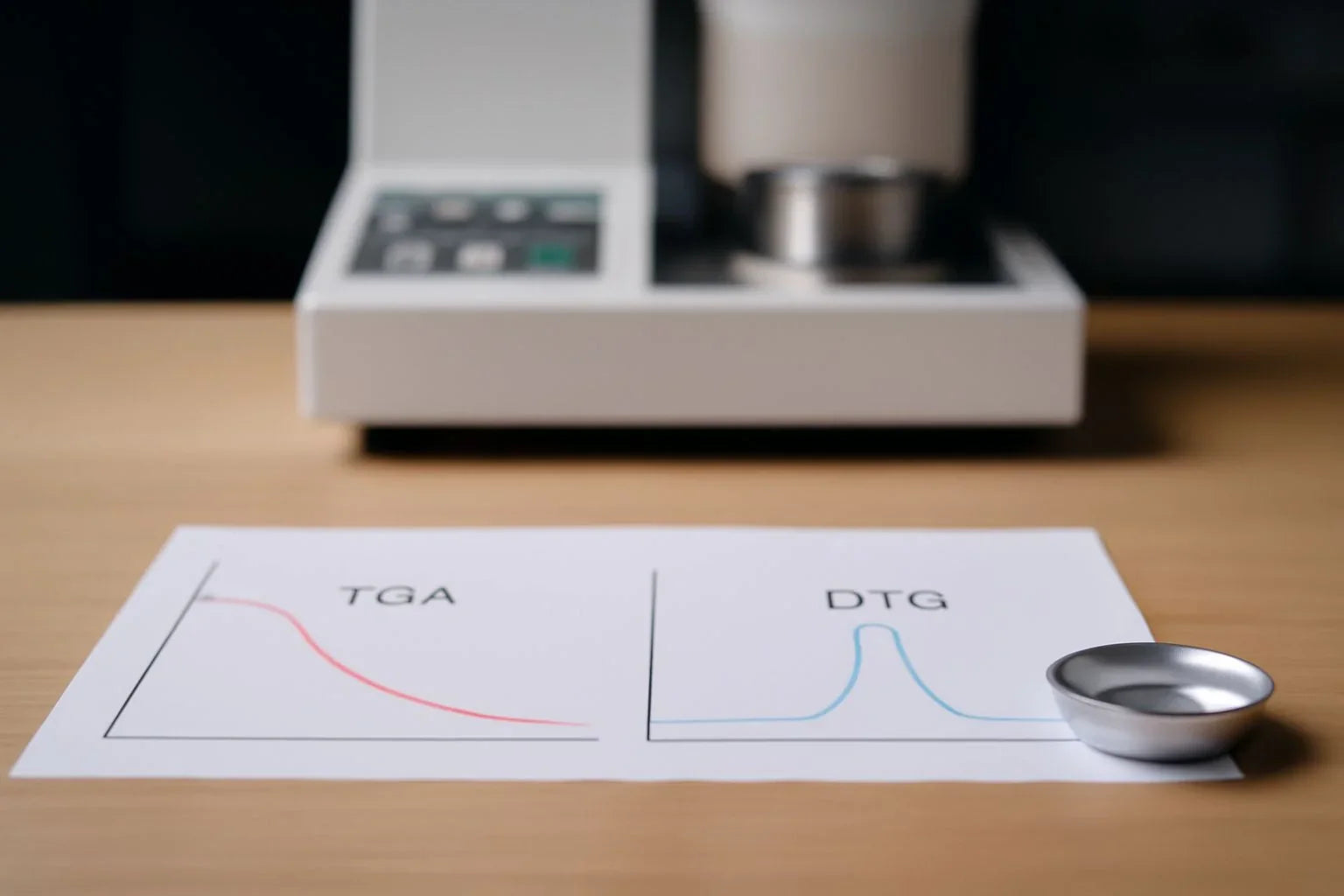 Comparison of TGA and DTG applications in thermal analysis, showcasing the difference in measuring thermal stability and decomposition rate.