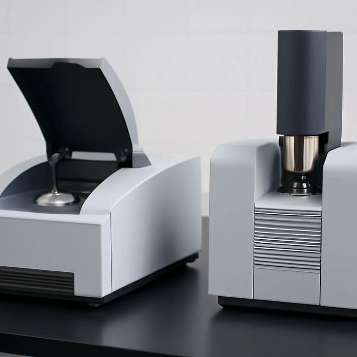 DSC and TGA analysis setup, showing thermal analysis instruments and experimental environment