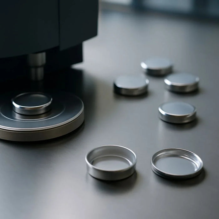 Hermetic pans used in DSC thermal analysis for precise sample preparation