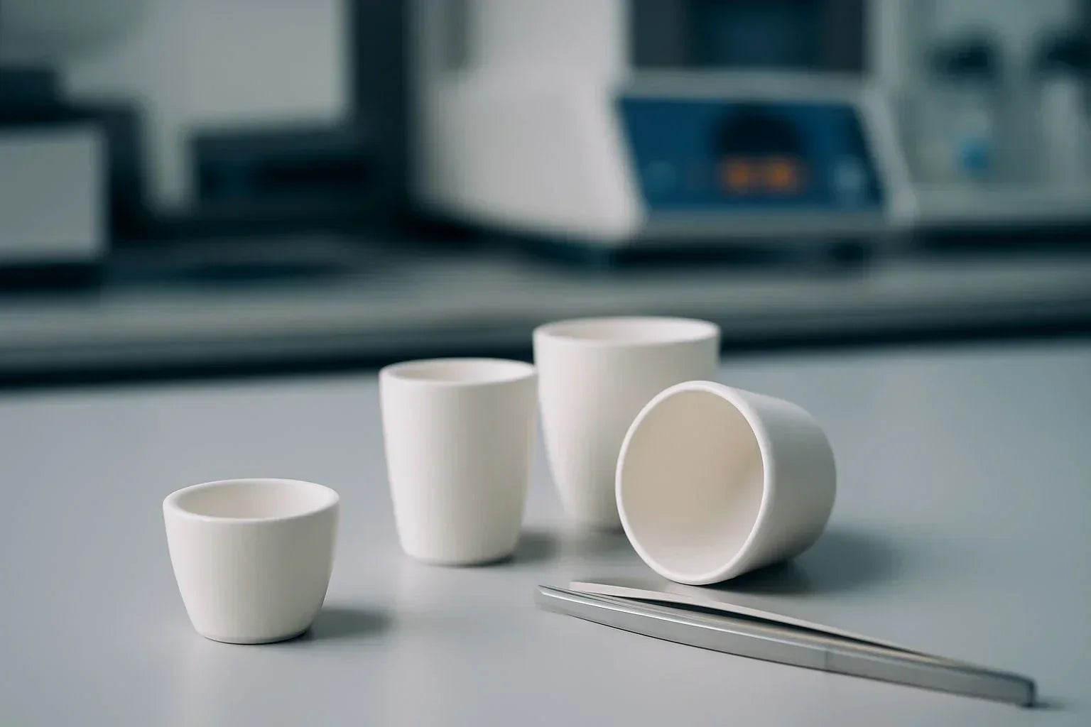 High precision crucibles used in modern laboratory testing for thermal analysis and sample integrity.