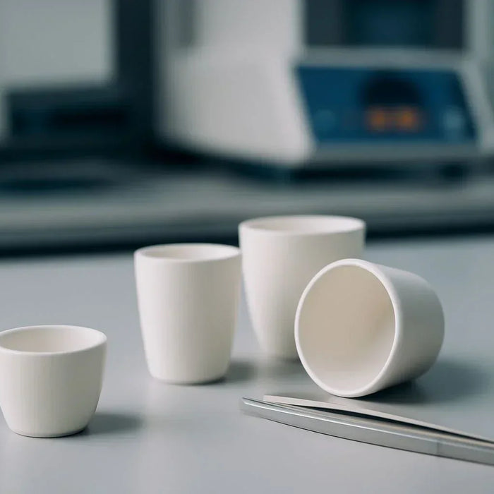 High precision crucibles used in modern laboratory testing for thermal analysis and sample integrity.