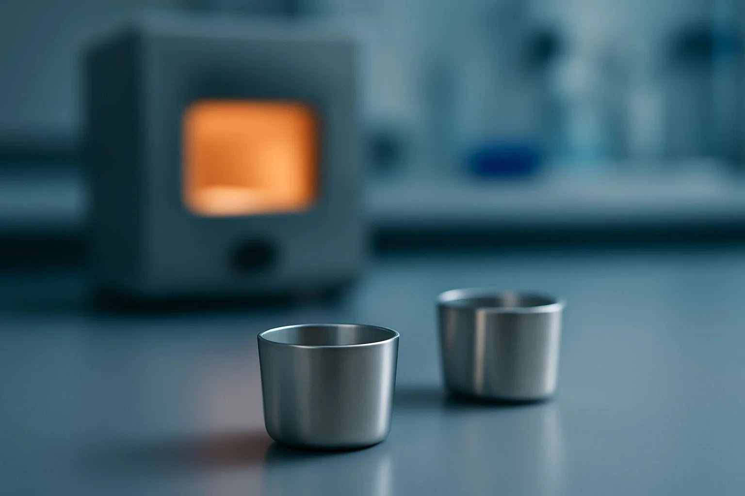 Platinum crucibles used for high-temperature battery analysis in research
