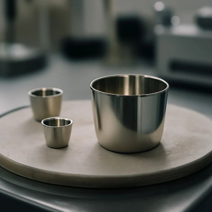 Platinum crucibles used in thermal analysis for battery technology and semiconductor research