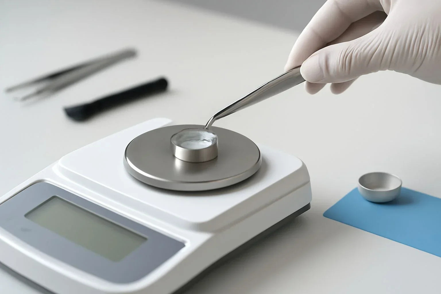 Proper sample loading technique for thermal analysis crucibles.