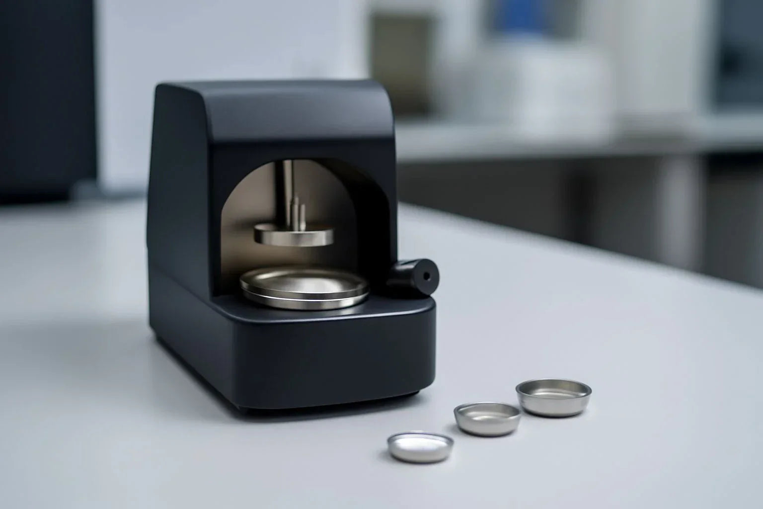 Thermal analysis experiment setup with sample pans, illustrating the impact of material properties on heat transfer and data accuracy.
