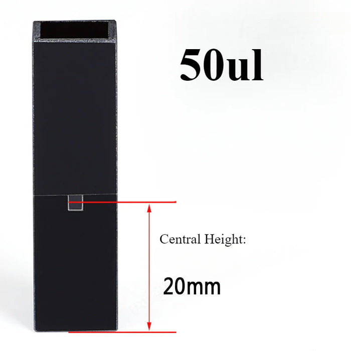 50ul Sub-Micro Quartz Cell with Black Walls Four Way Light | NEXACULE - Subminiature Cuvettes